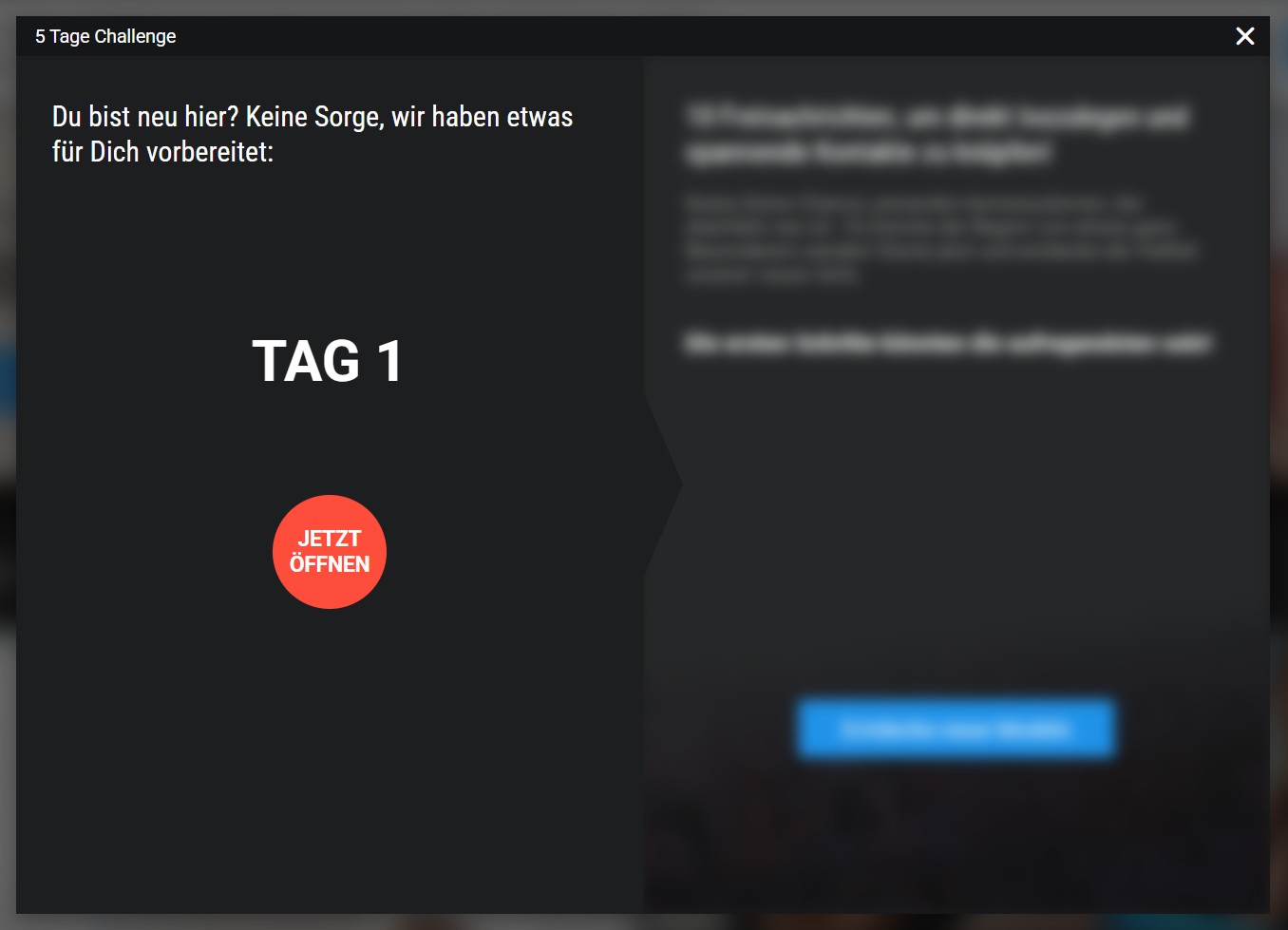 Visit-X 5-Tage-Challenge – Tag 1 Pop-up
