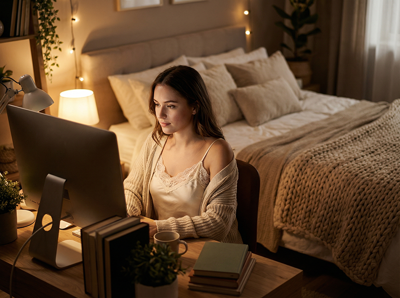 Cammodel arbeitet selbstbestimmt von zuhause