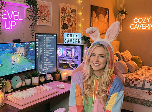 Professionelles Cammodel Setup mit Ringlicht und Equipment