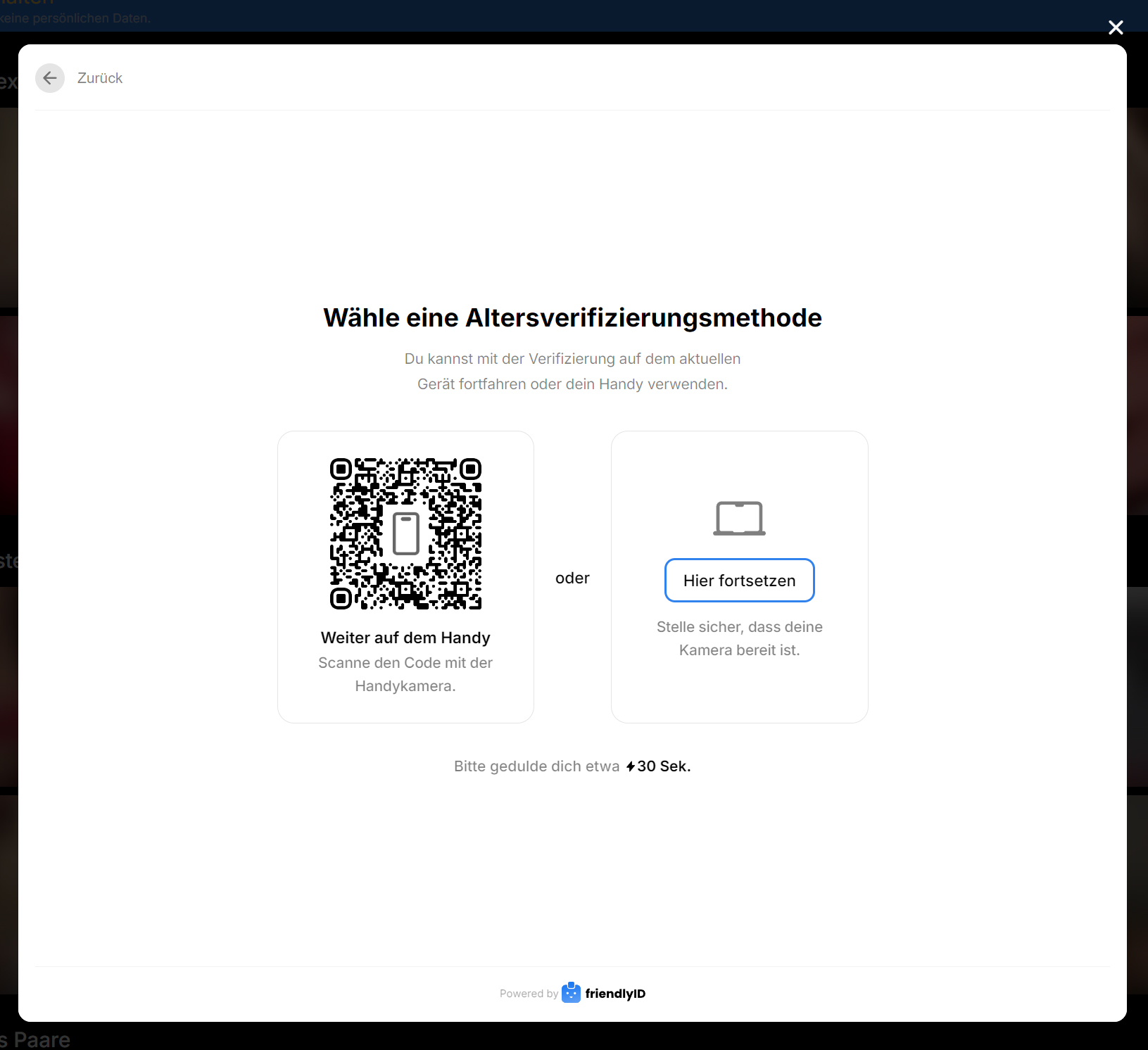 Stripchat FriendlyID Gerät auswählen